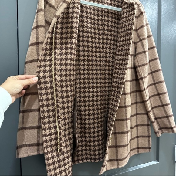 Talbots Double Faced Wool Blend Camel Windowpane Plaid Jacket - Picture 3 of 9